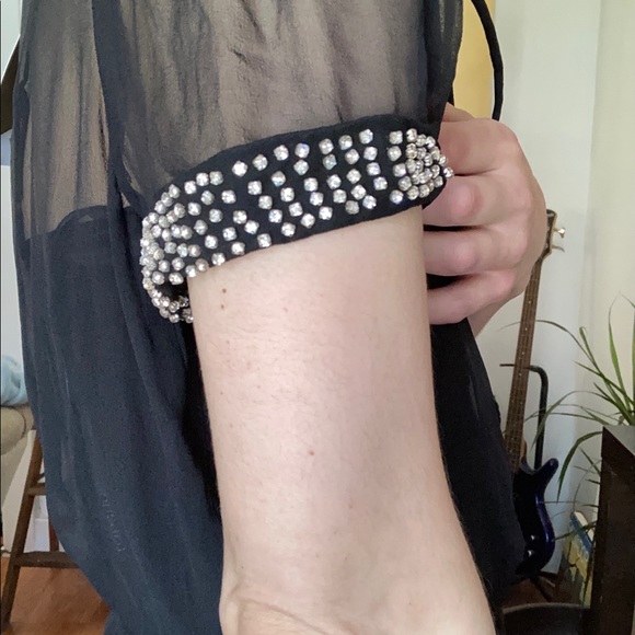 Top Shop black sheer pleated crystal maxi dress - Picture 4 of 5